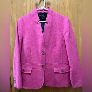 Talbots Hot Pink Collarless Wool-Blend Blazer